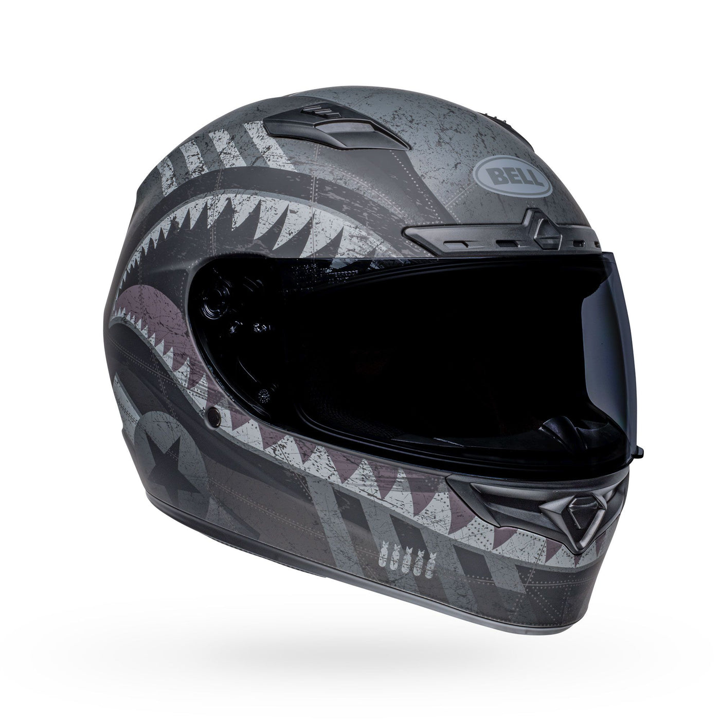 bell qualifier dlx mips street full face motorcycle helmet devil may care matte black gray front right