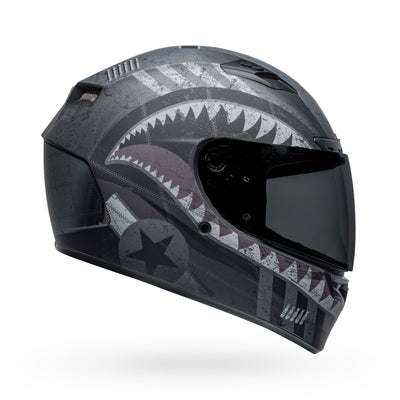 bell qualifier dlx mips street full face motorcycle helmet devil may care matte black gray right