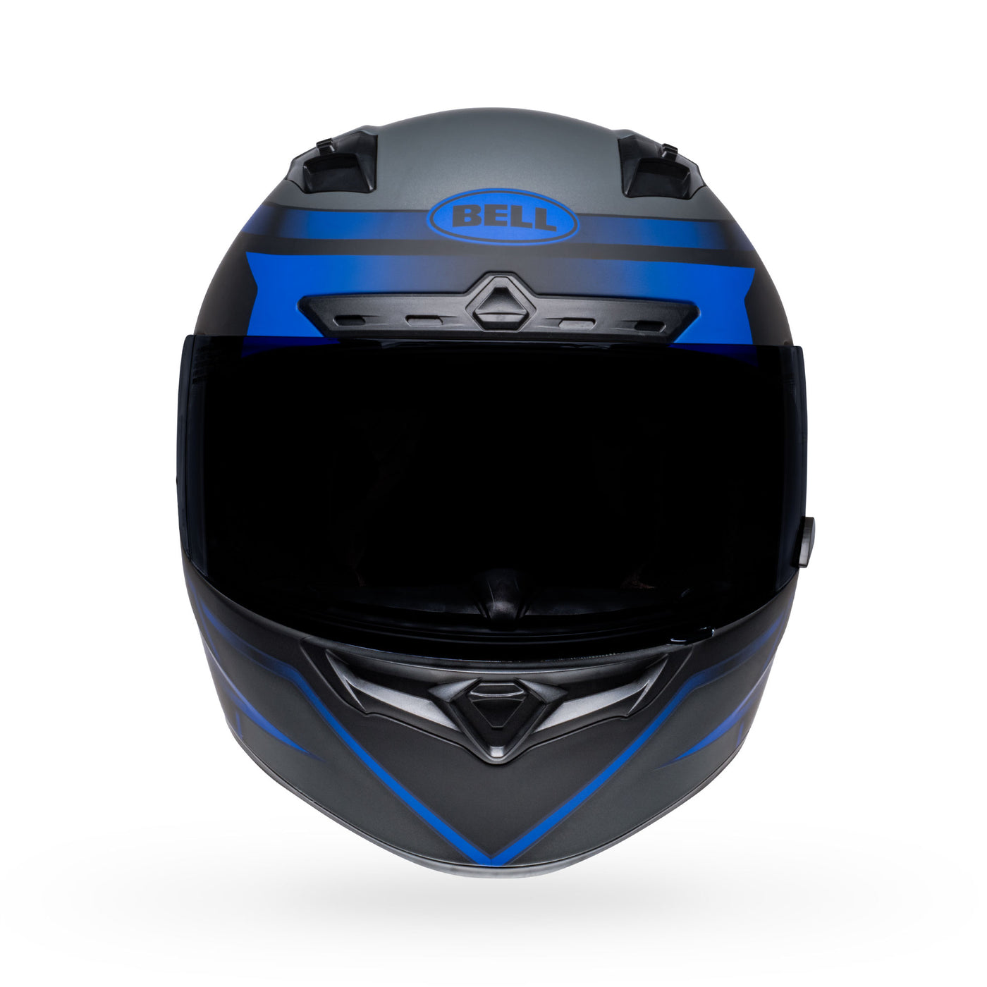 bell qualifier dlx mips street full face motorcycle helmet raiser matte black blue gray front