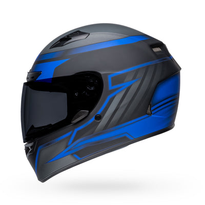 bell qualifier dlx mips street full face motorcycle helmet raiser matte black blue gray left