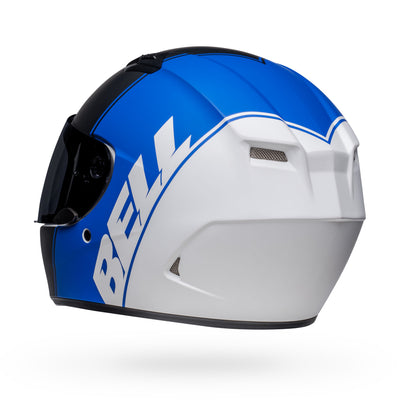 bell qualifier street full face motorcycle helmet ascent matte black blue white back left