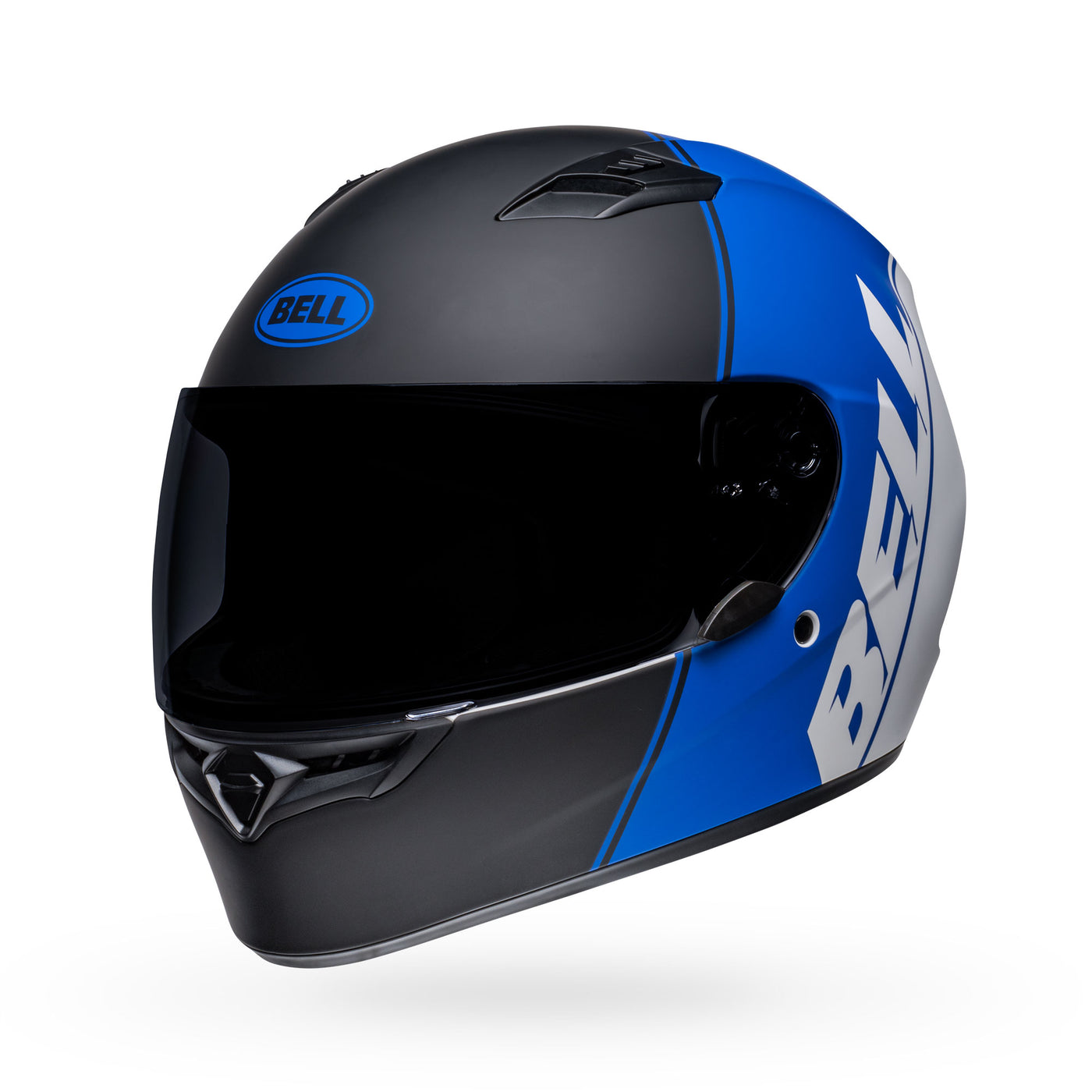 bell qualifier street full face motorcycle helmet ascent matte black blue white front left