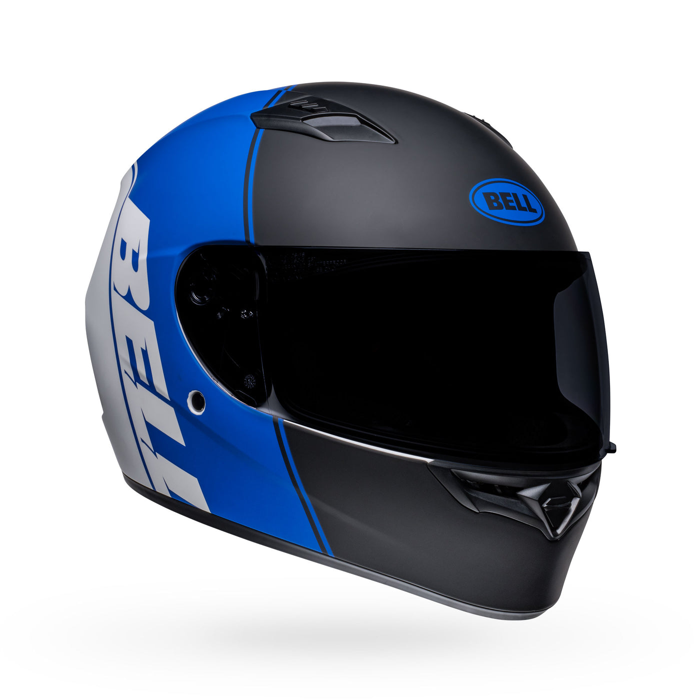bell qualifier street full face motorcycle helmet ascent matte black blue white front right