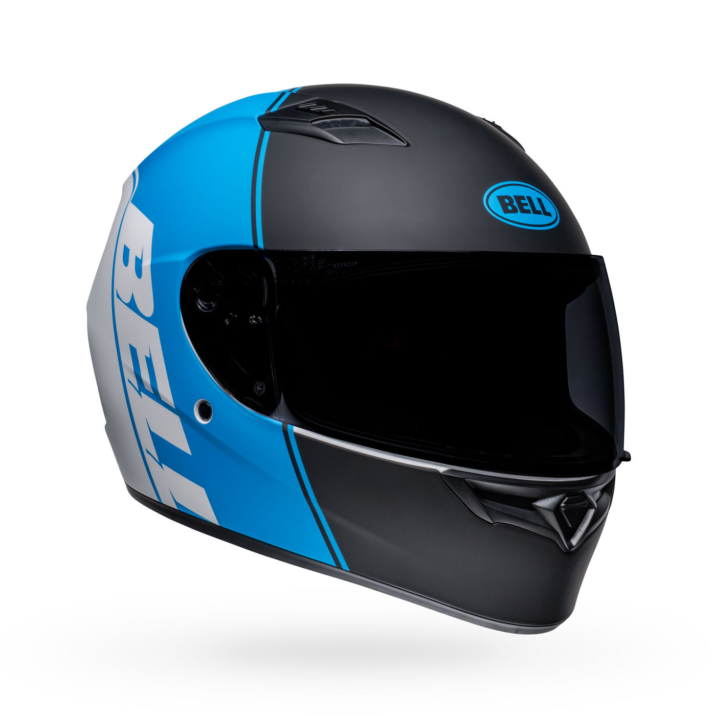 bell qualifier street full face motorcycle helmet ascent matte black cyan white front right