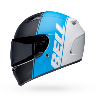 bell qualifier street full face motorcycle helmet ascent matte black cyan white left