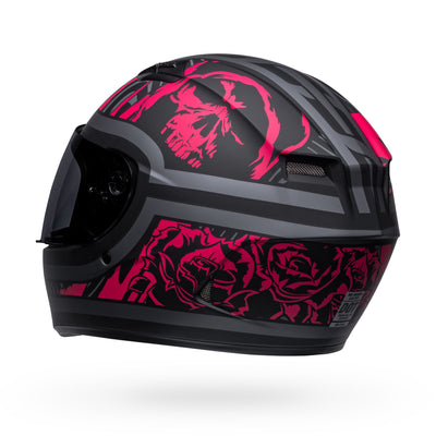 bell qualifier street full face motorcycle helmet rebel matte black pink back left