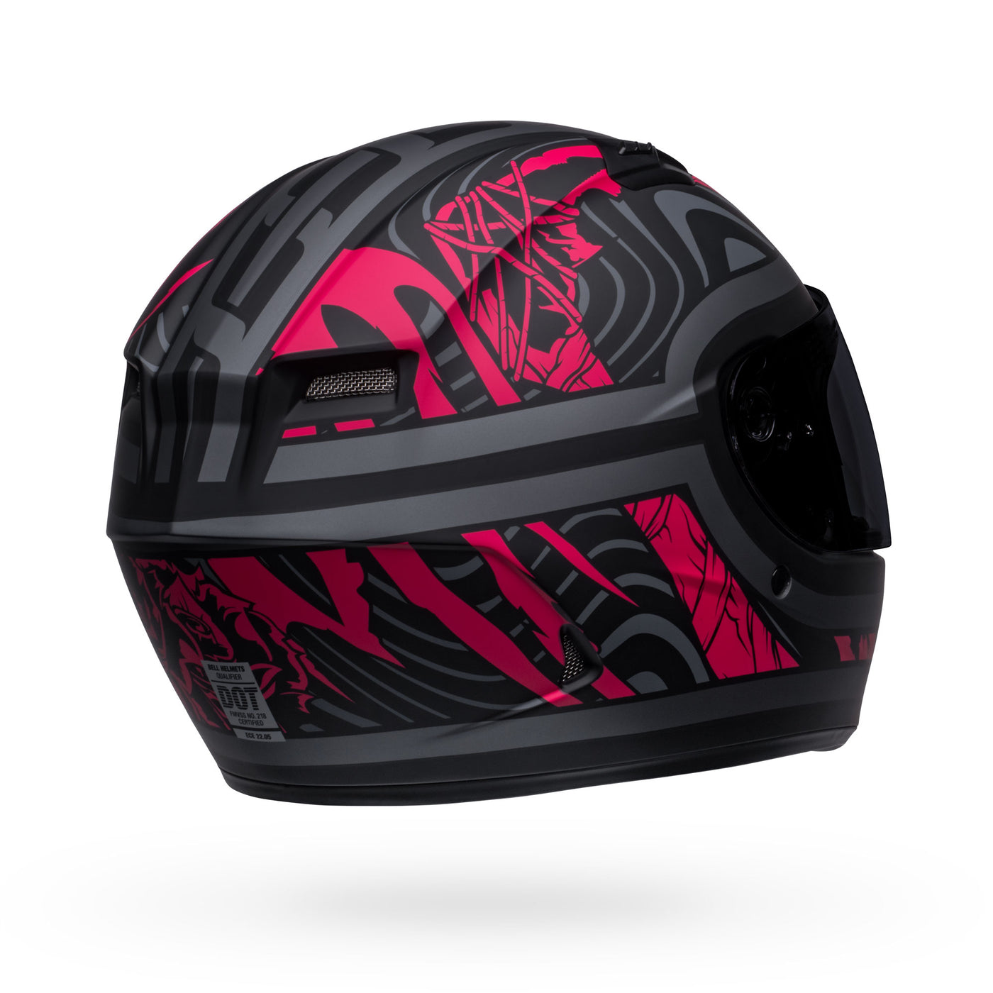 bell qualifier street full face motorcycle helmet rebel matte black pink back right