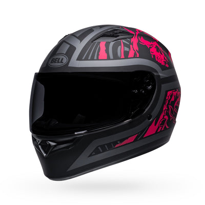 bell qualifier street full face motorcycle helmet rebel matte black pink front left