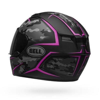 bell qualifier street full face motorcycle helmet stealth camo matte black pink back left