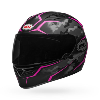 bell qualifier street full face motorcycle helmet stealth camo matte black pink front left
