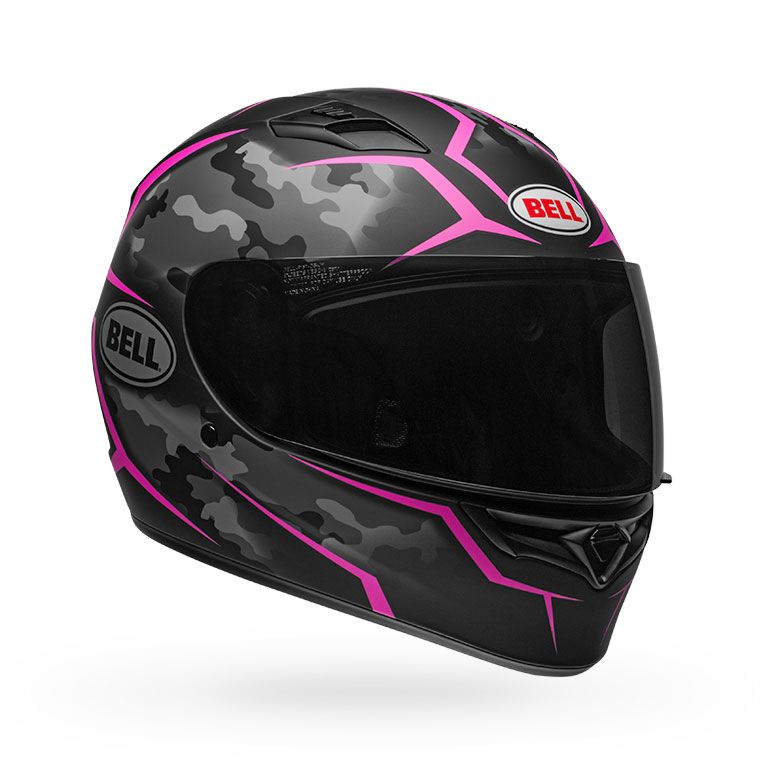 bell qualifier street full face motorcycle helmet stealth camo matte black pink front right