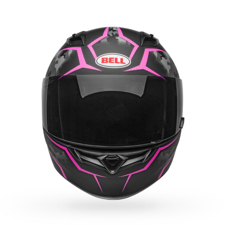 bell qualifier street full face motorcycle helmet stealth camo matte black pink front