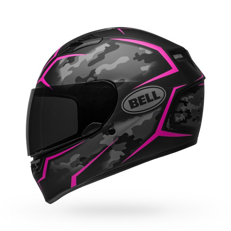 bell qualifier street full face motorcycle helmet stealth camo matte black pink left