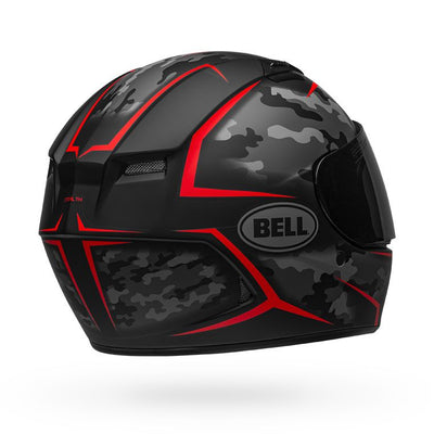bell qualifier street full face motorcycle helmet stealth camo matte black red back right
