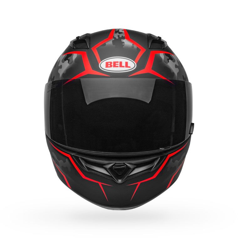 bell qualifier street full face motorcycle helmet stealth camo matte black red front
