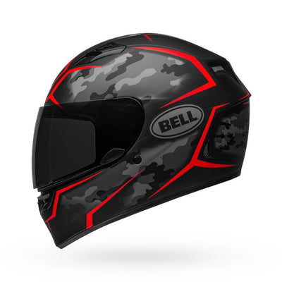 bell qualifier street full face motorcycle helmet stealth camo matte black red left