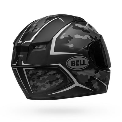 bell qualifier street full face motorcycle helmet stealth camo matte black white back right