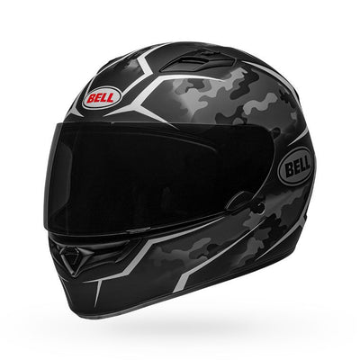 bell qualifier street full face motorcycle helmet stealth camo matte black white front left