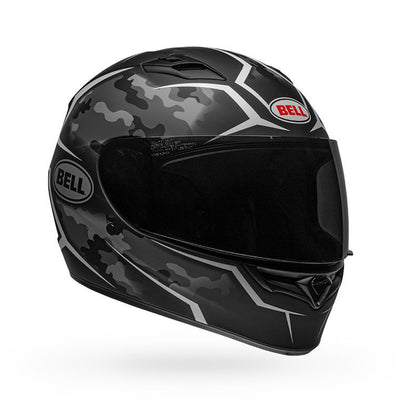 bell qualifier street full face motorcycle helmet stealth camo matte black white front right