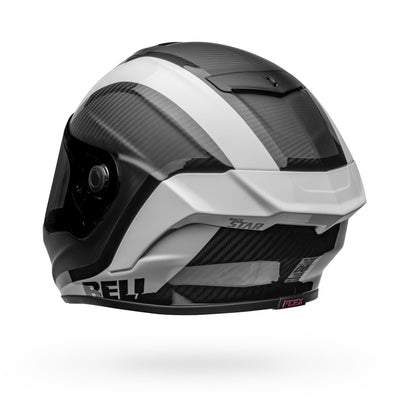 bell race star flex dlx carbon street full face motorcycle helmet tantrum 2 matte gloss black white back left