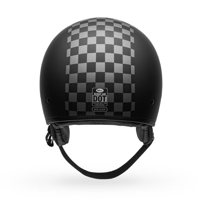 bell scout air cruiser open face motorcycle helmet check matte black white back