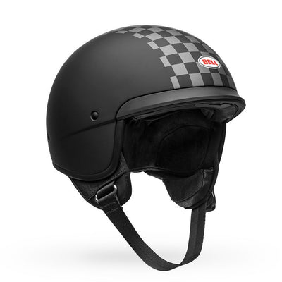 bell scout air cruiser open face motorcycle helmet check matte black white front right
