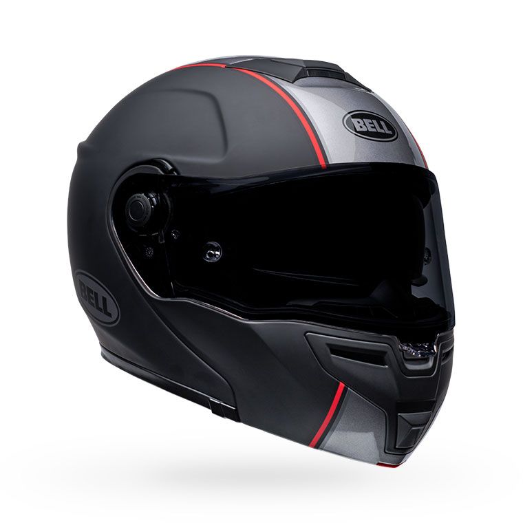 bell srt modular full face street motorcycle helmet hart luck jamo matte gloss black red front right