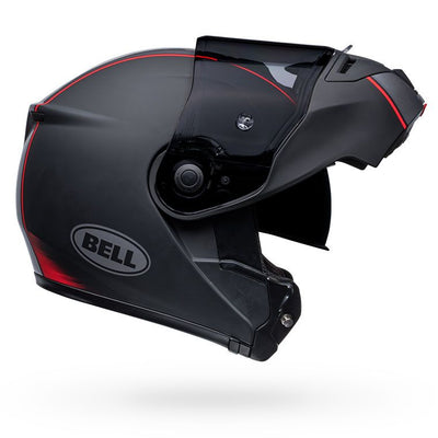 bell srt modular full face street motorcycle helmet hart luck jamo matte gloss black red right open
