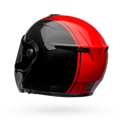 bell srt modular street full face motorcycle helmet ribbon gloss black red back left