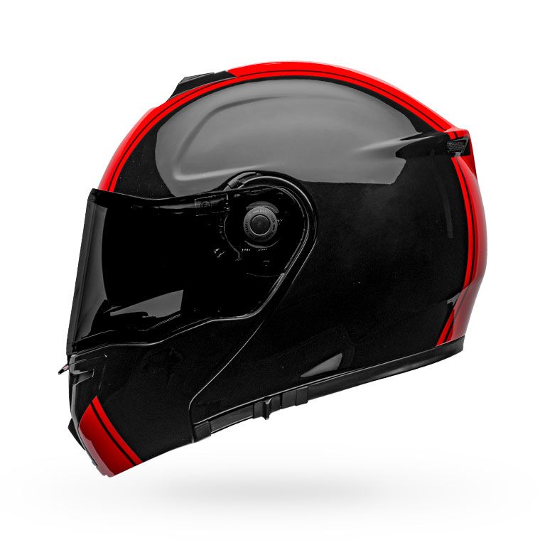 bell srt modular street full face motorcycle helmet ribbon gloss black red left